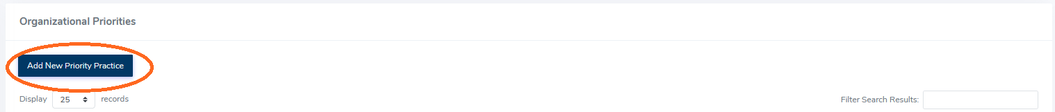 Screenshot of Add New Priority Practice button in eLINK.