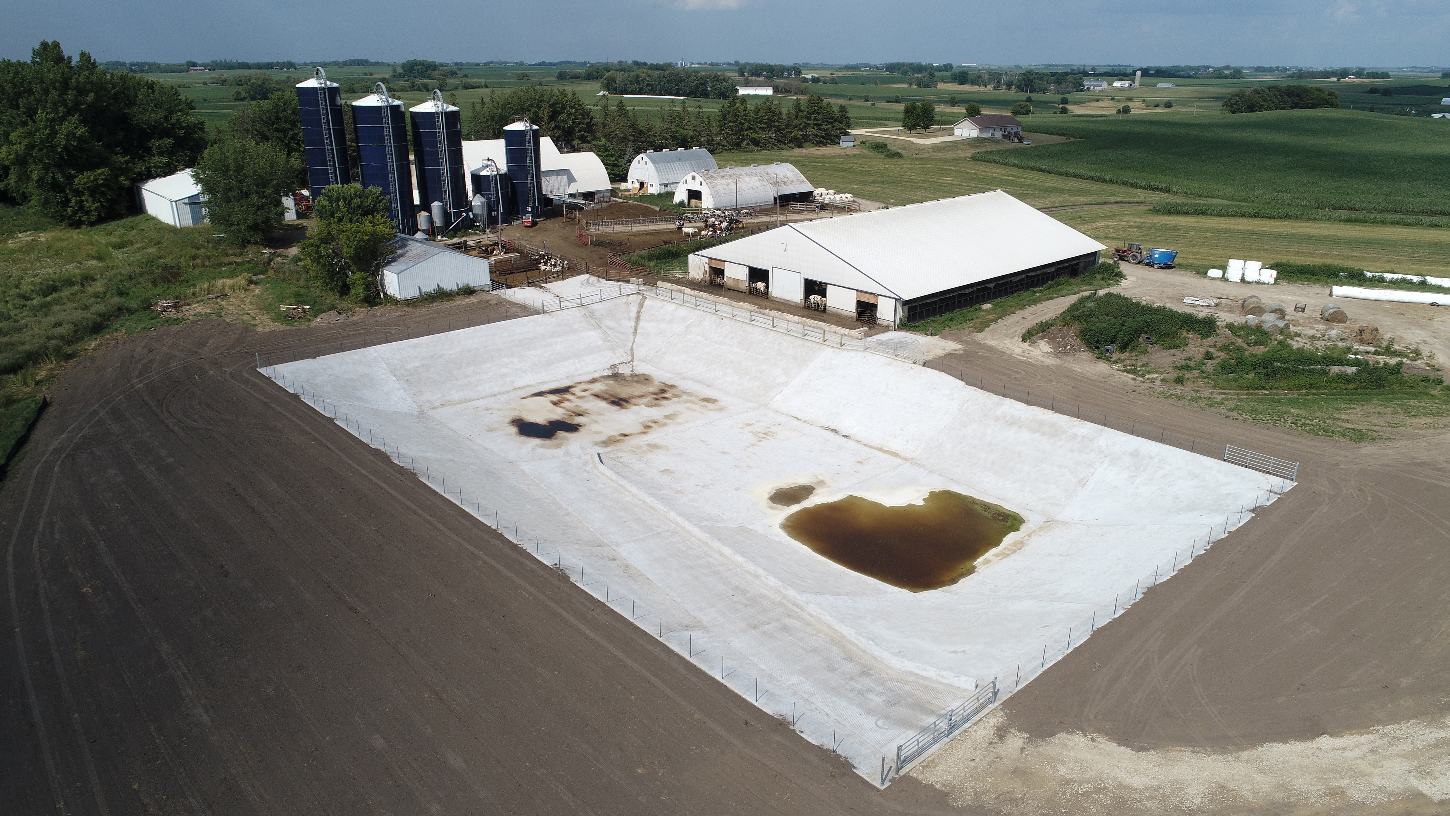 aerial view of newly constructed manure pit