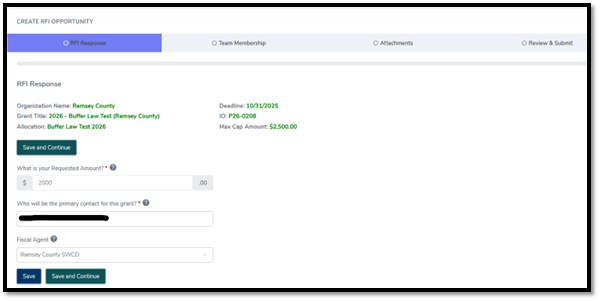 Create RFI Opportunity